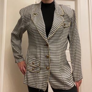 Houndstooth Fitted Blazer VINTAGE